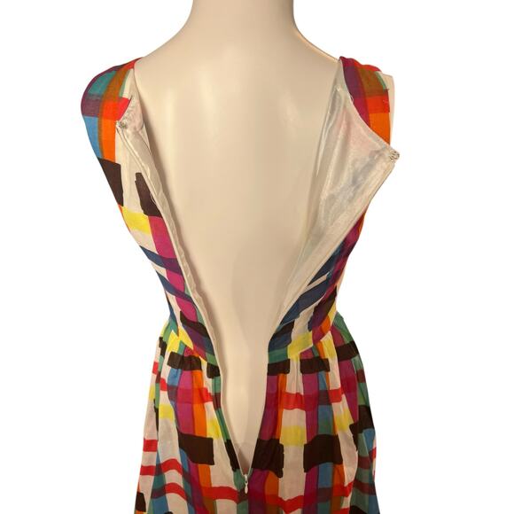 Ruby Belle Checkered Rainbow Plaid A-Line Sleeveless Dress Size US 2 - Picture 4 of 5